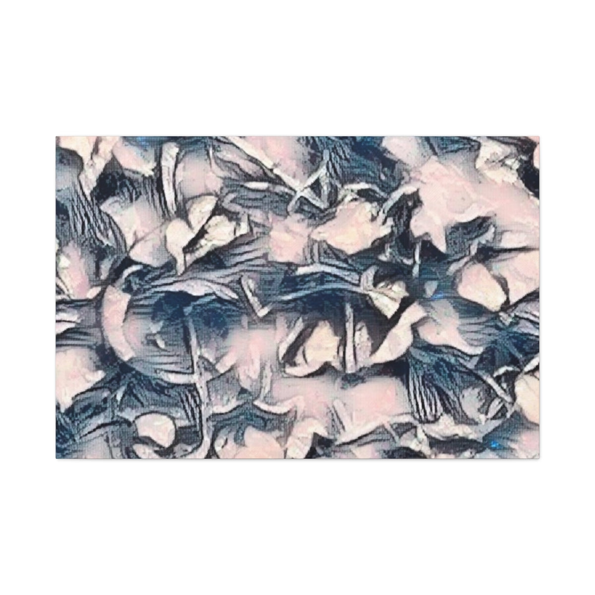 A blend of muted rose, lavender, and midnight blue in layered strokes, both quiet and expressive