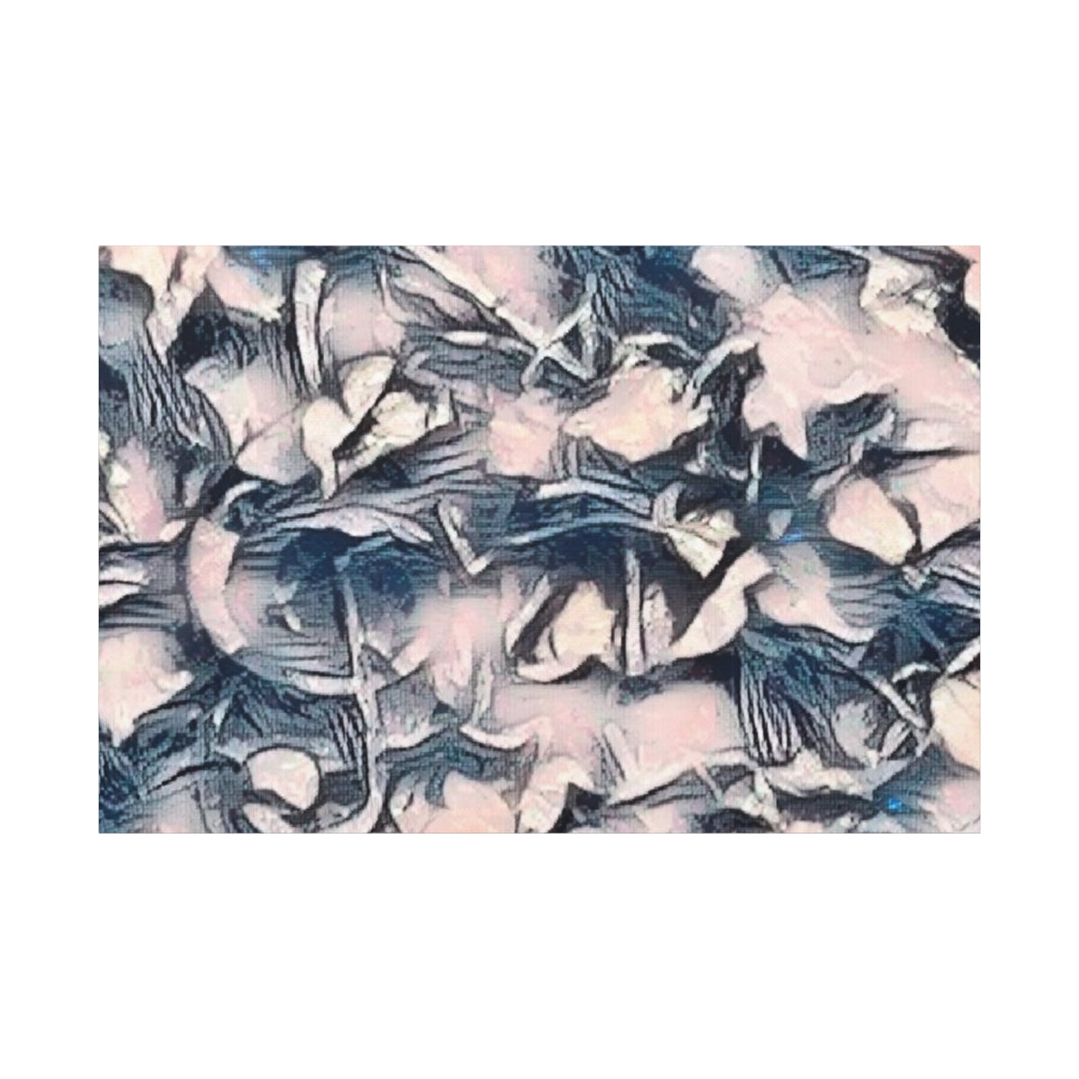 A blend of muted rose, lavender, and midnight blue in layered strokes, both quiet and expressive