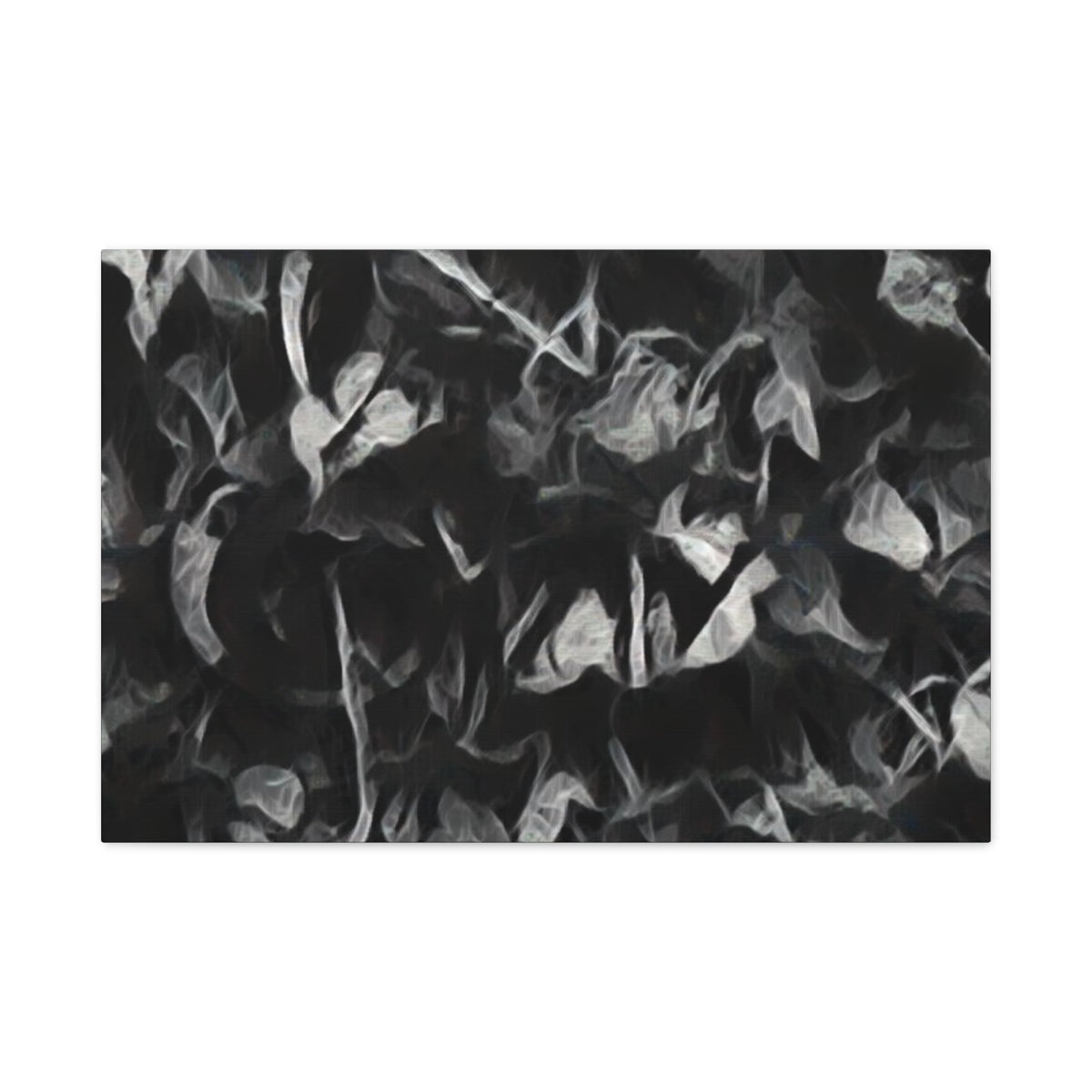 Pale, smoky leaf textures emerge from dark charcoal shapes in this soft-focus, greyscale abstraction