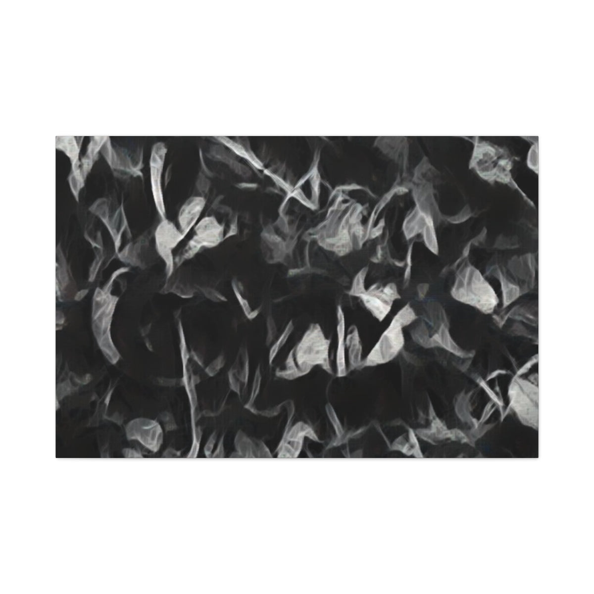 Pale, smoky leaf textures emerge from dark charcoal shapes in this soft-focus, greyscale abstraction