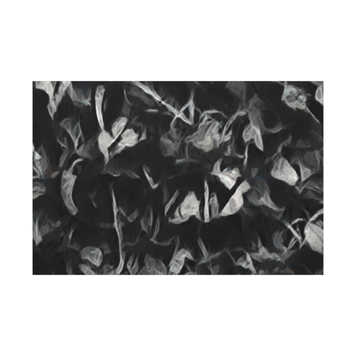 Pale, smoky leaf textures emerge from dark charcoal shapes in this soft-focus, greyscale abstraction