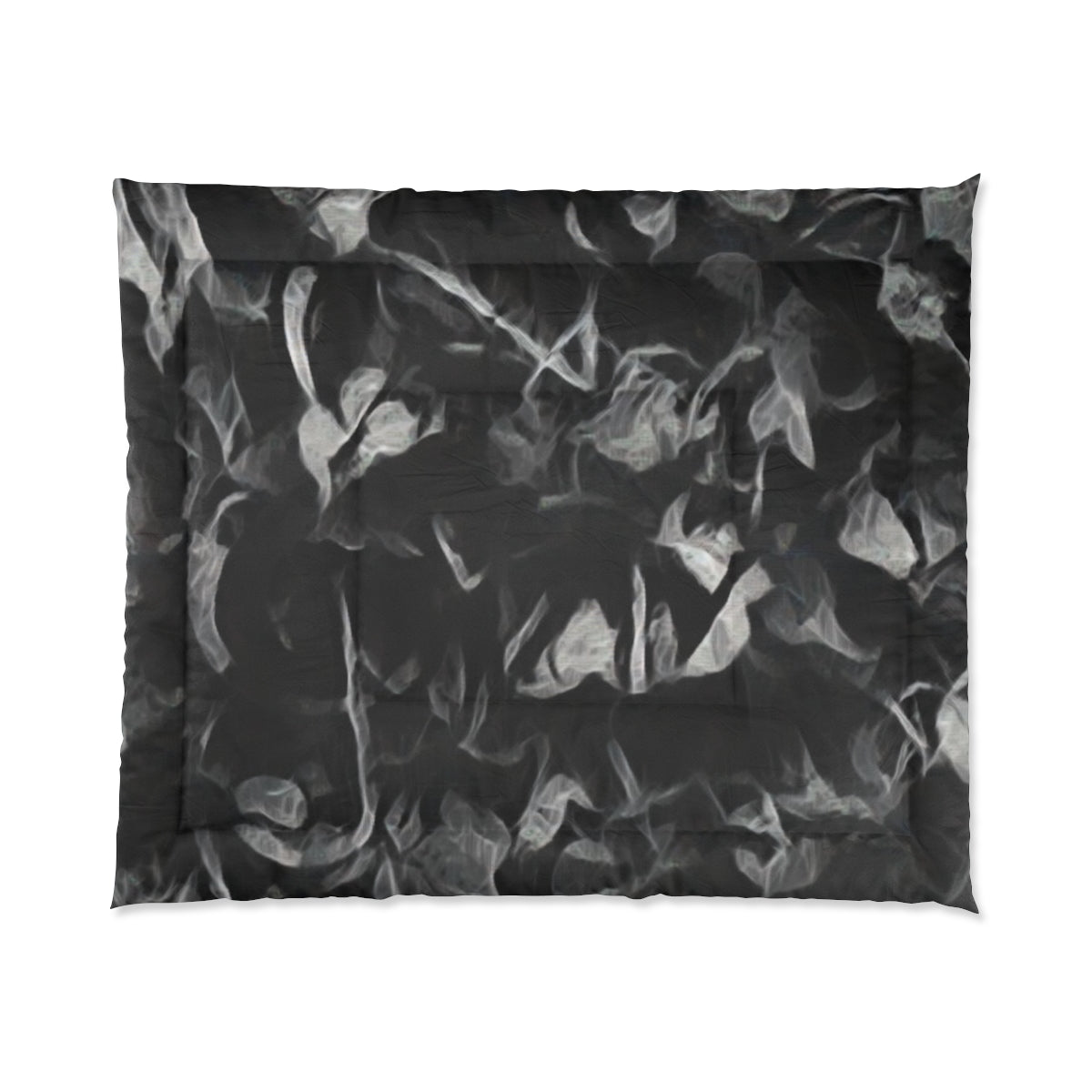 comforter with abstract strokes in soft grayscale gradients displayed on white background, size 104'' x 88''