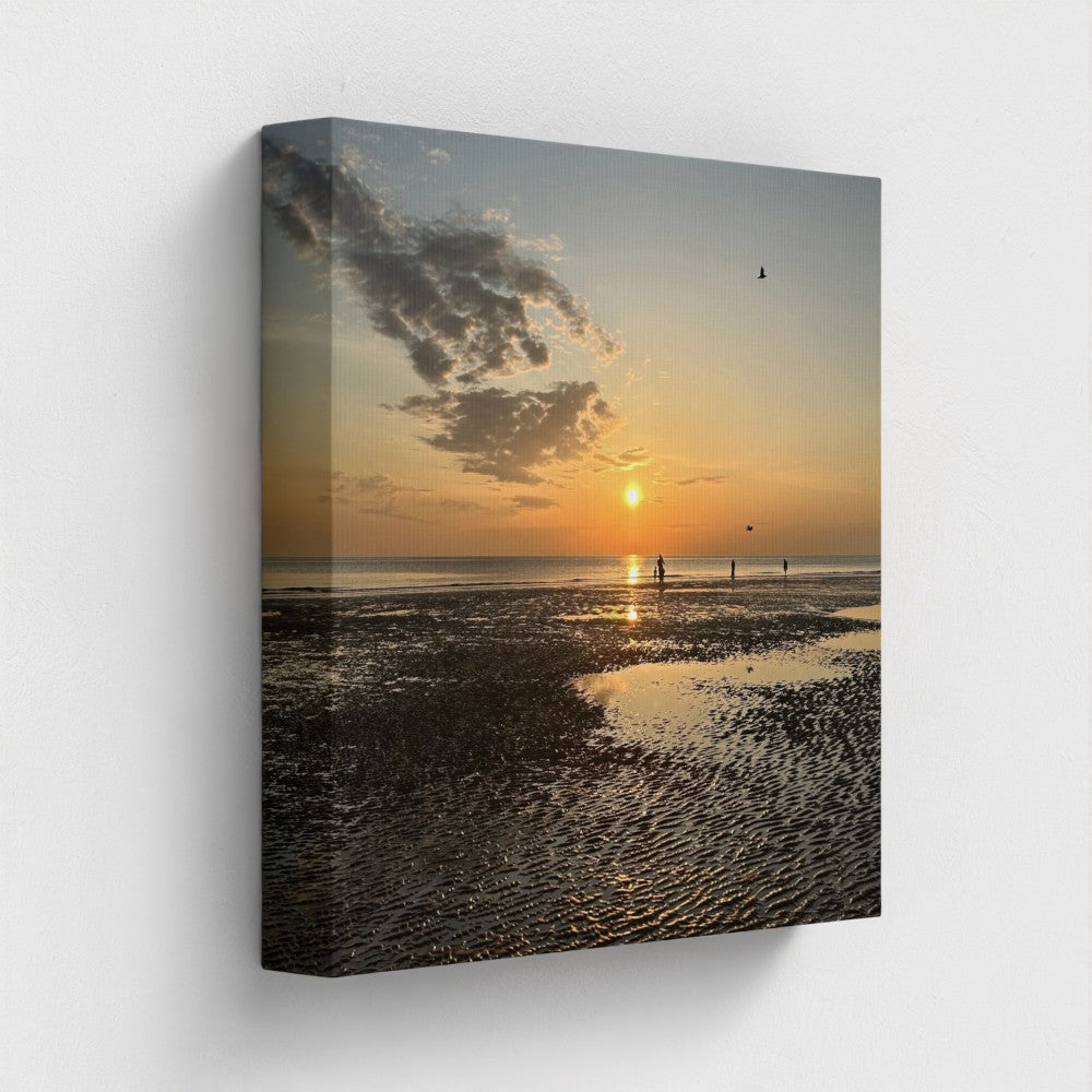 Sunset beach scene printed on canvas with Eco-Friendly Giclee technology by Papi's Canvas