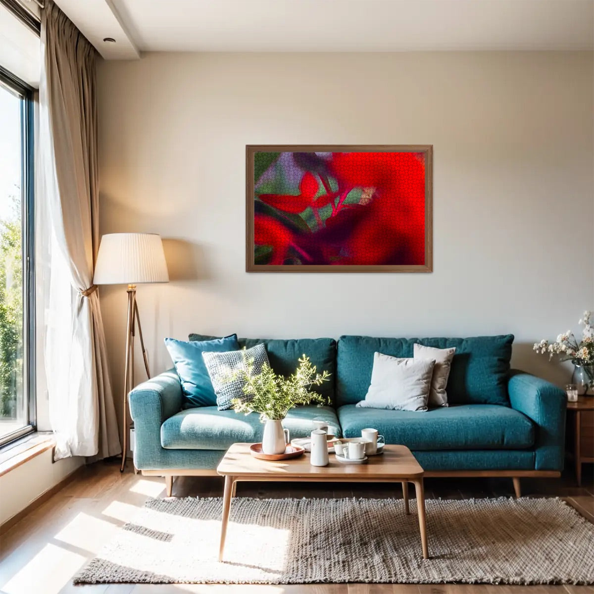 Technicolor variant of foliage puzzle, bright saturated colors with bold artistic flair