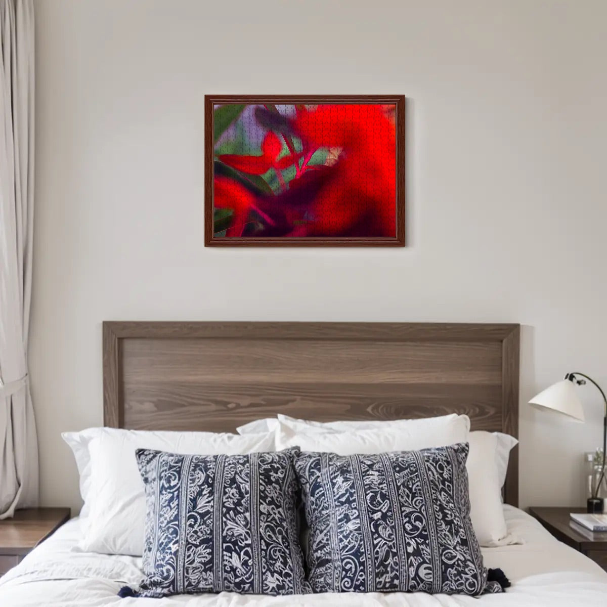 Technicolor variant of foliage puzzle, bright saturated colors with bold artistic flair