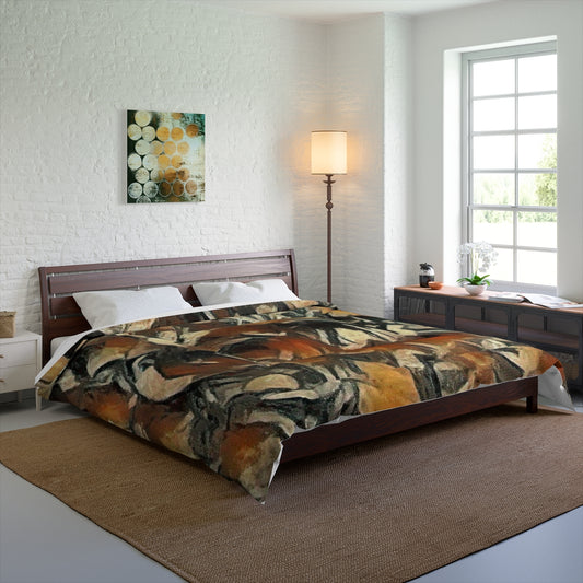 Comforter on a bed in a spacious room with natural light, size 104'' x 88''