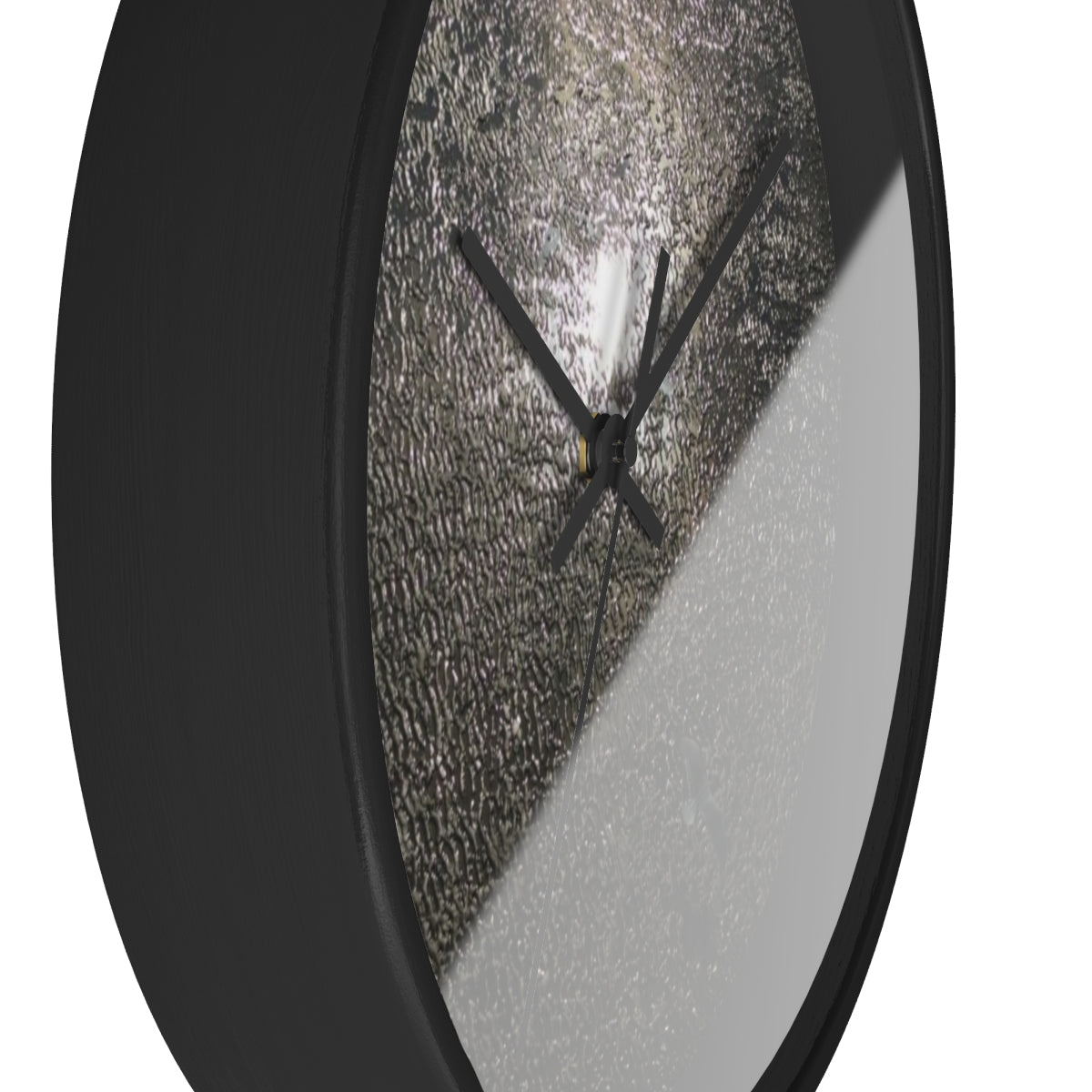 wall clock featuring reflection of sun in the Blackpool beach with seagull flying over it, base: black, handles: black, size: 10''