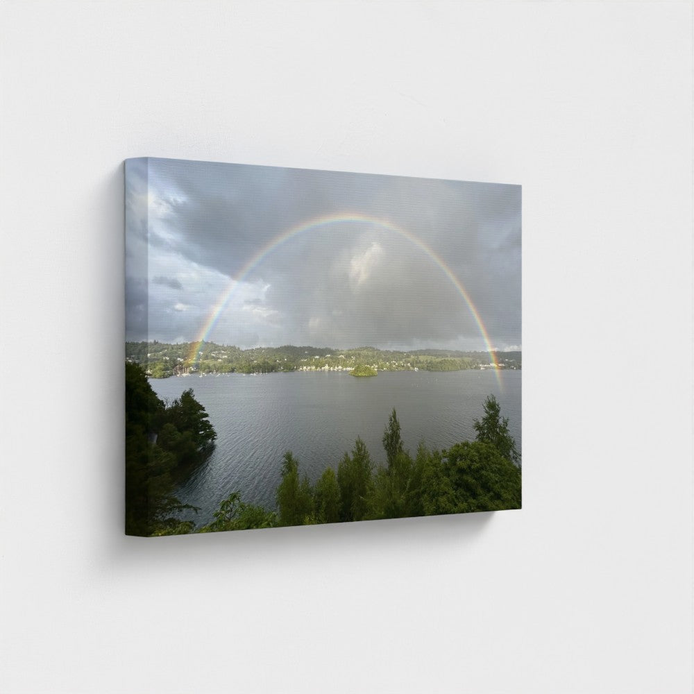 Papi's Canvas Windermere landscape wall decor featuring rainbow