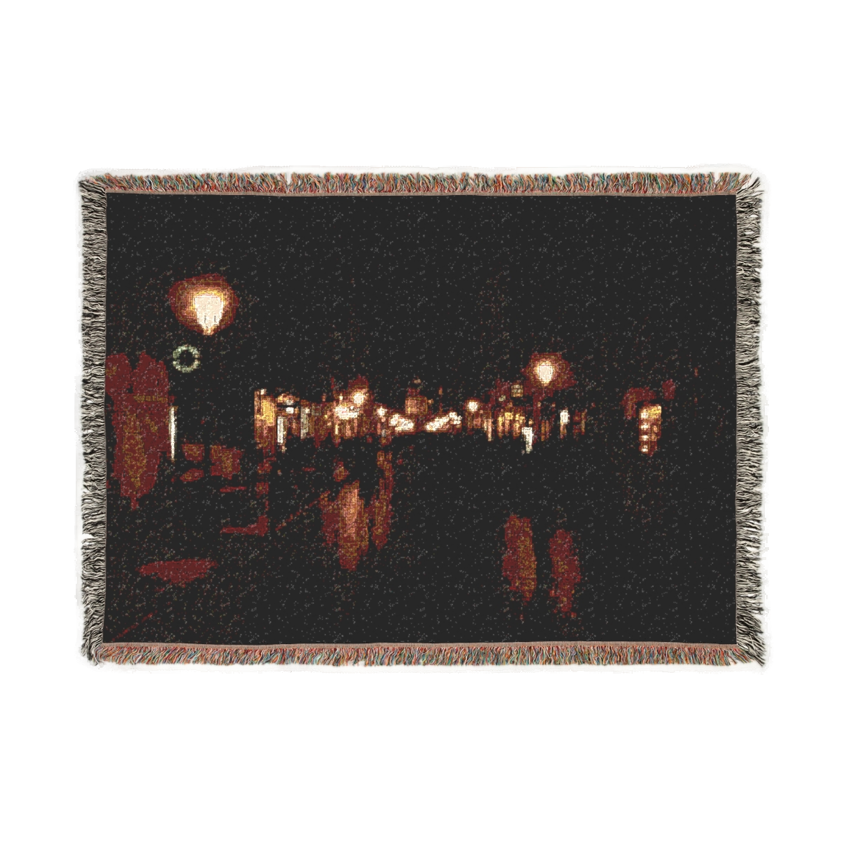 woven blanket featuring Cracow atreet by night size: 67''37''