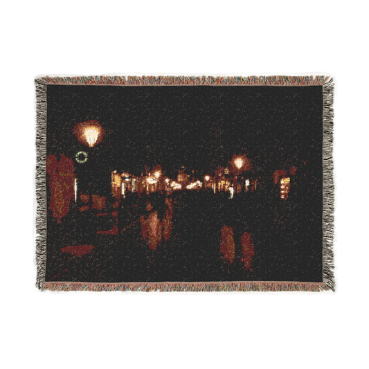 woven blanket featuring Cracow atreet by night size: 67''37''