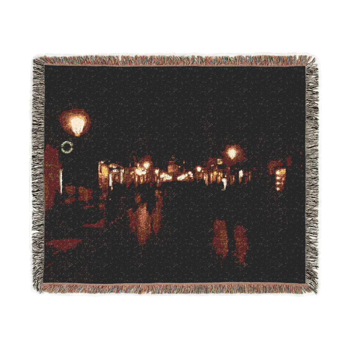 woven blanket featuring Cracow atreet by night size: 60''x50''