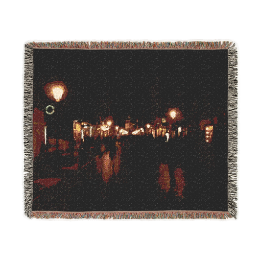 woven blanket featuring Cracow atreet by night size: 60''x50''