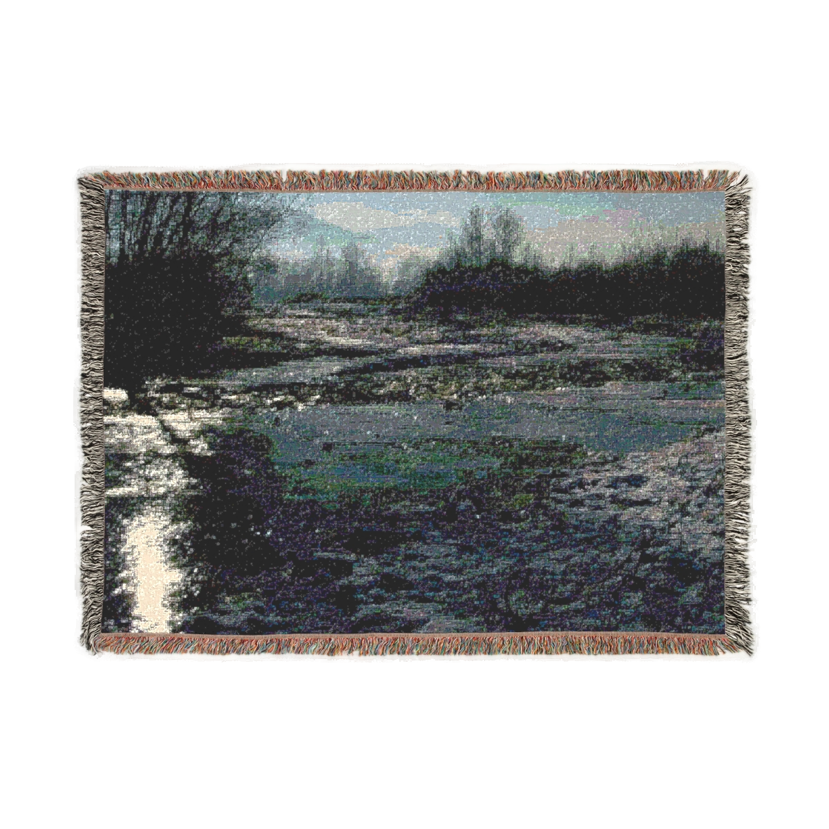 woven blanket featuring winter in Poland size: 57''x32