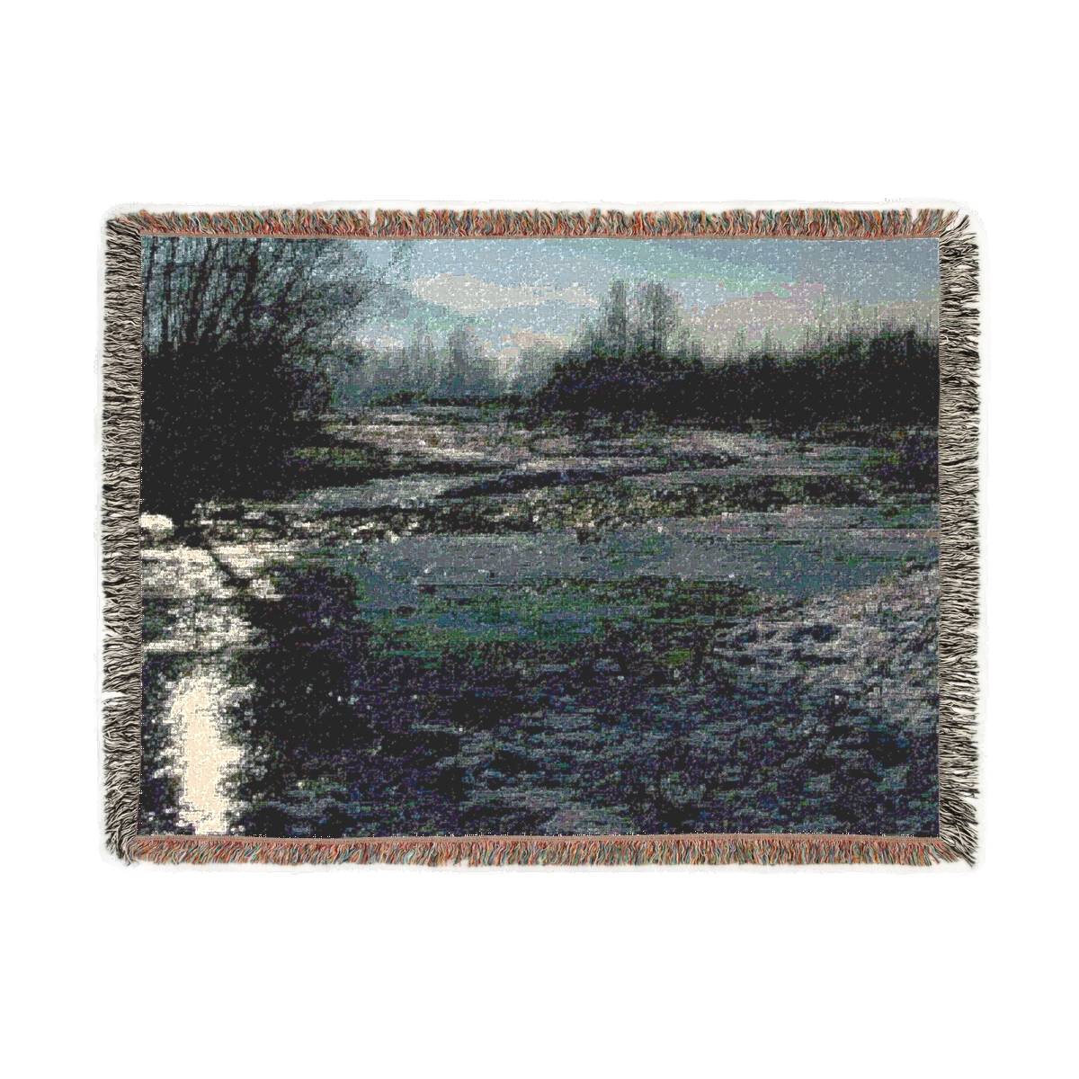 woven blanket featuring winter in Poland size: 80''x60''