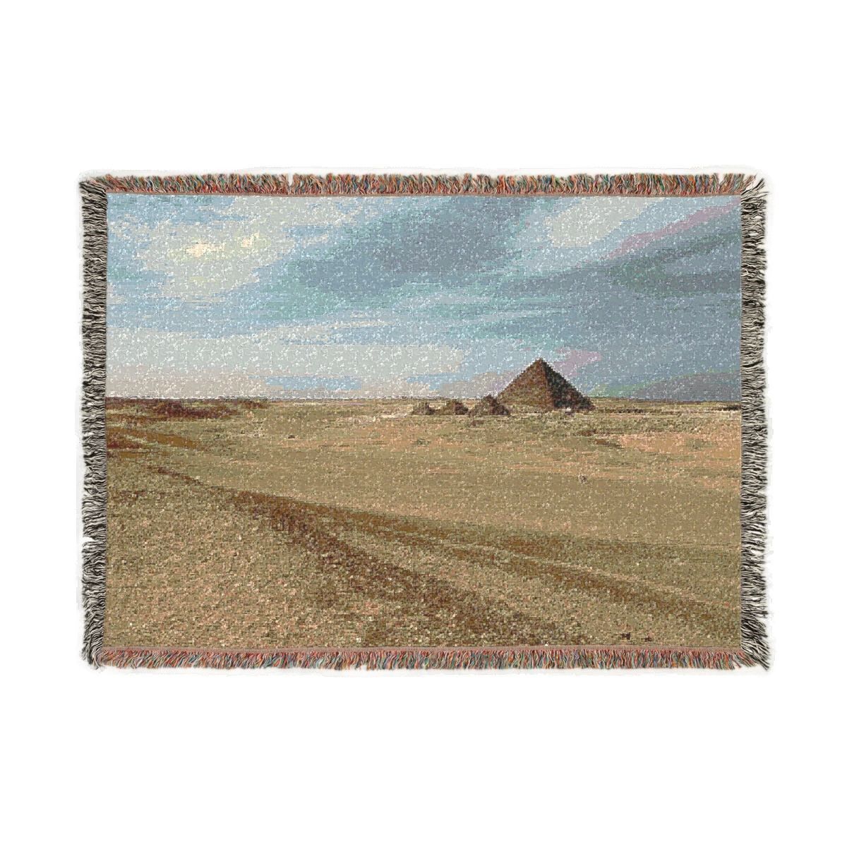 woven blanket featuring pyramid of menkaure size:52''x37''