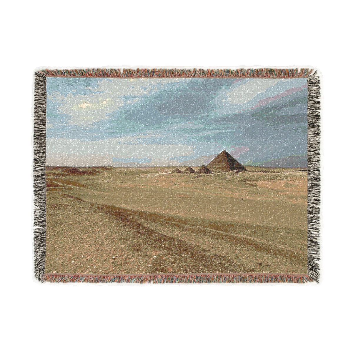 woven blanket featuring pyramid of menkaure size: 80''x60''