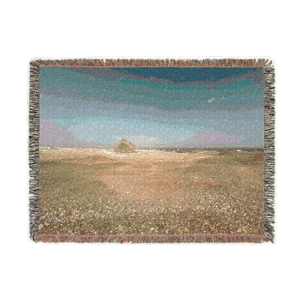 Woven blanket featuring Pyramids of Giza seen from large distance size: 80’’x60’’