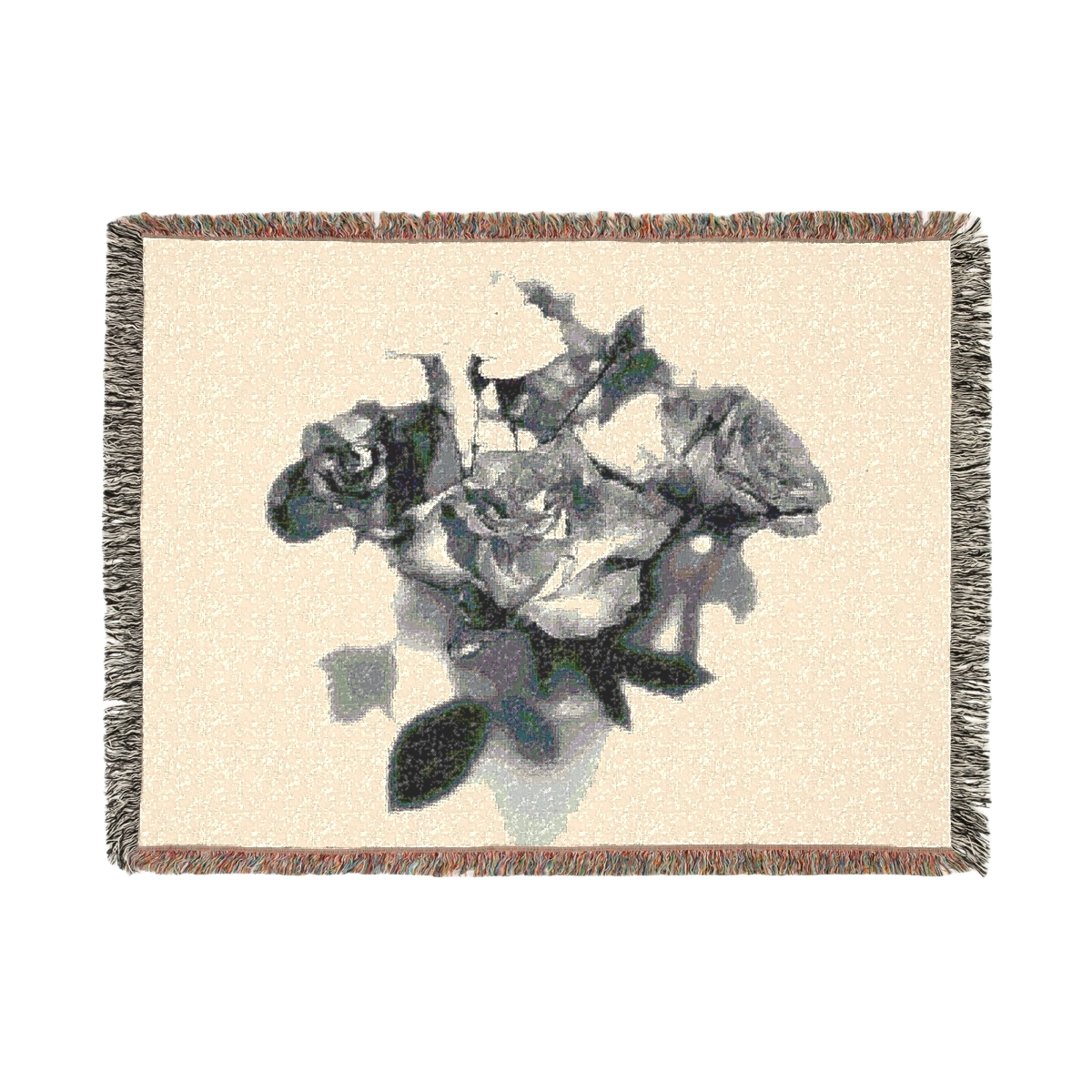 woven blanket featuring roses