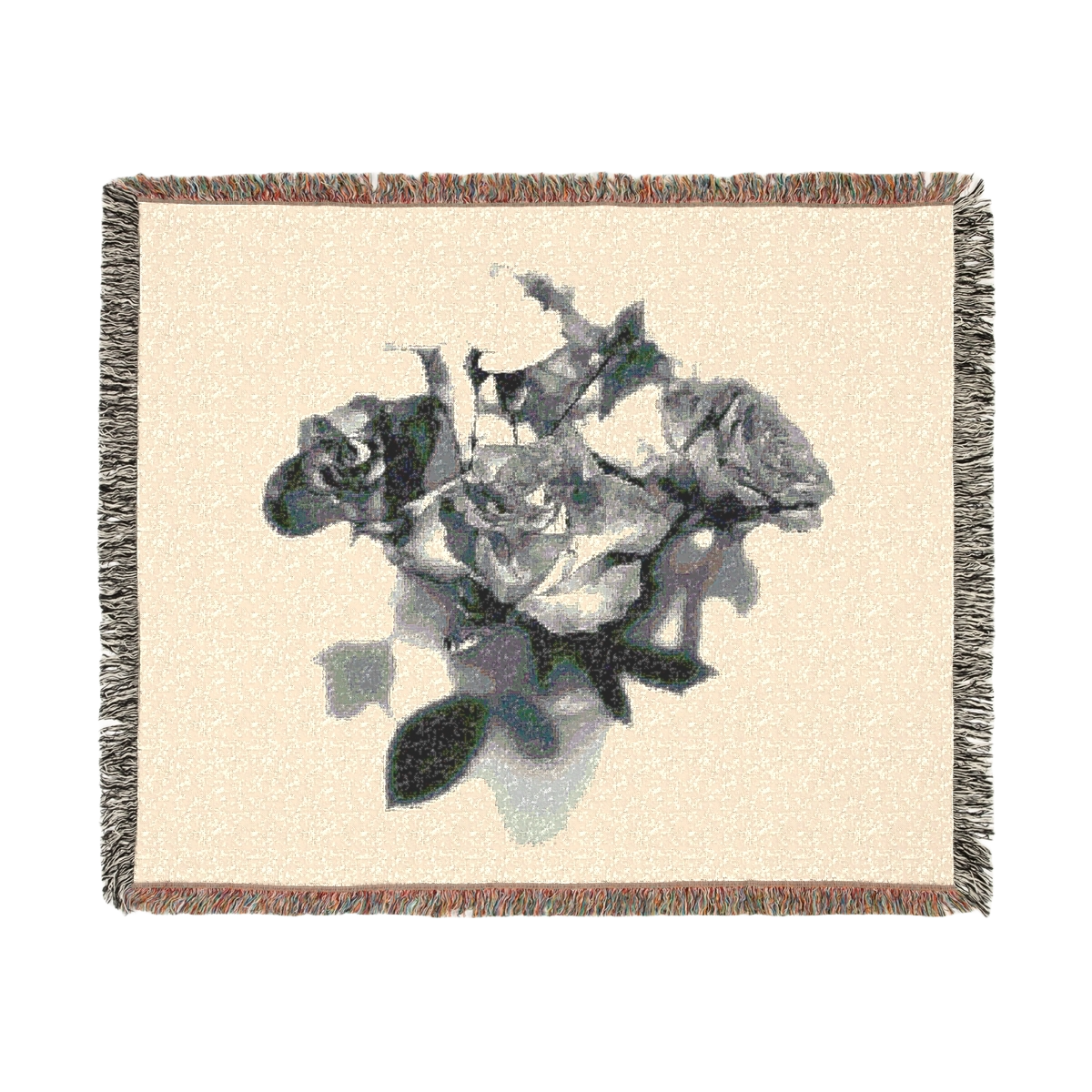 woven blanket featuring roses