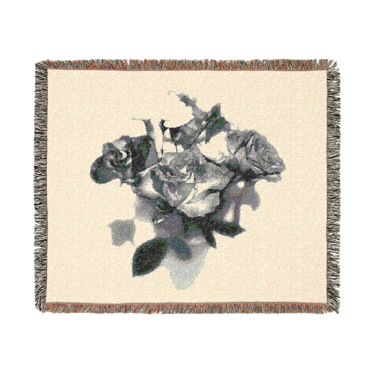 woven blanket featuring roses