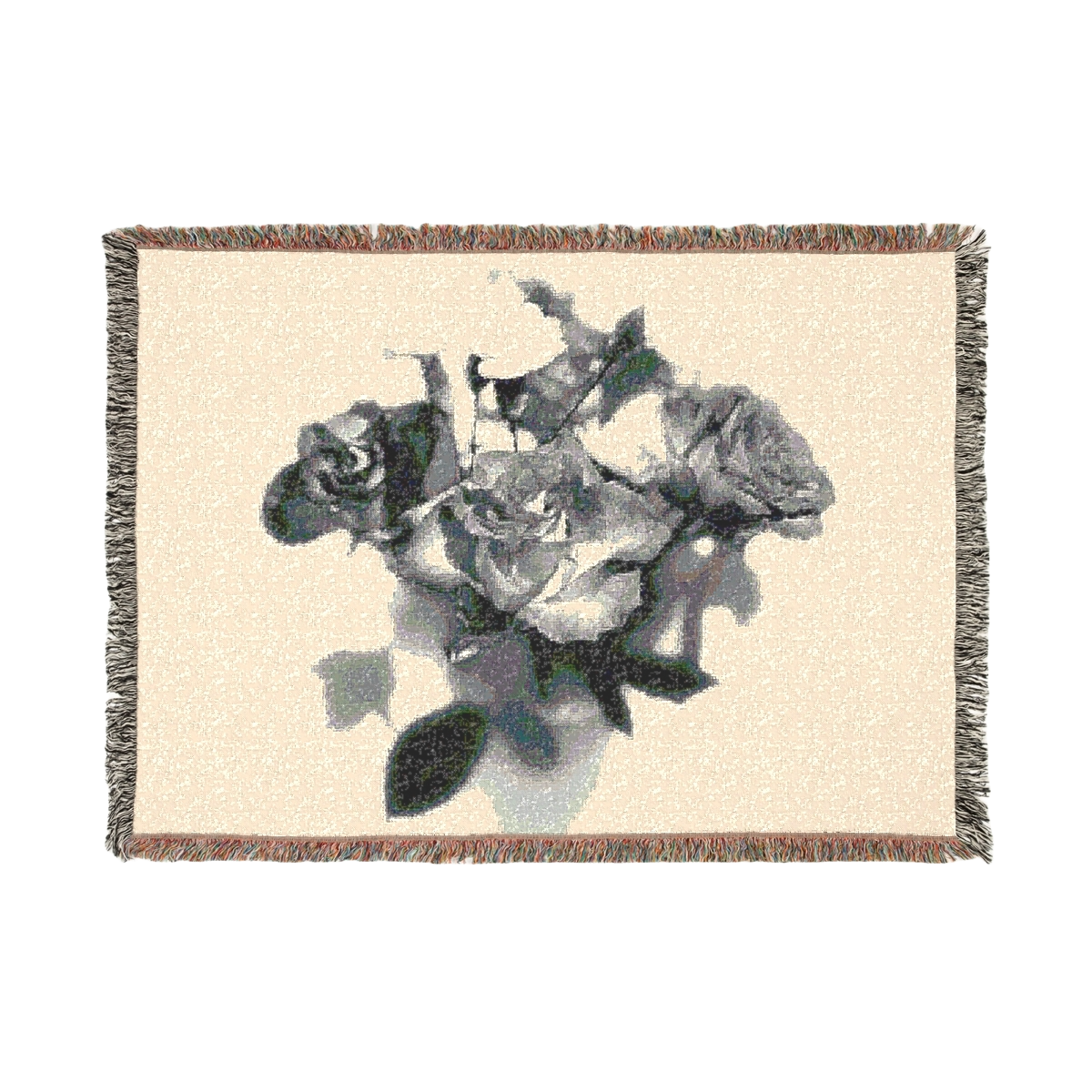 woven blanket featuring roses