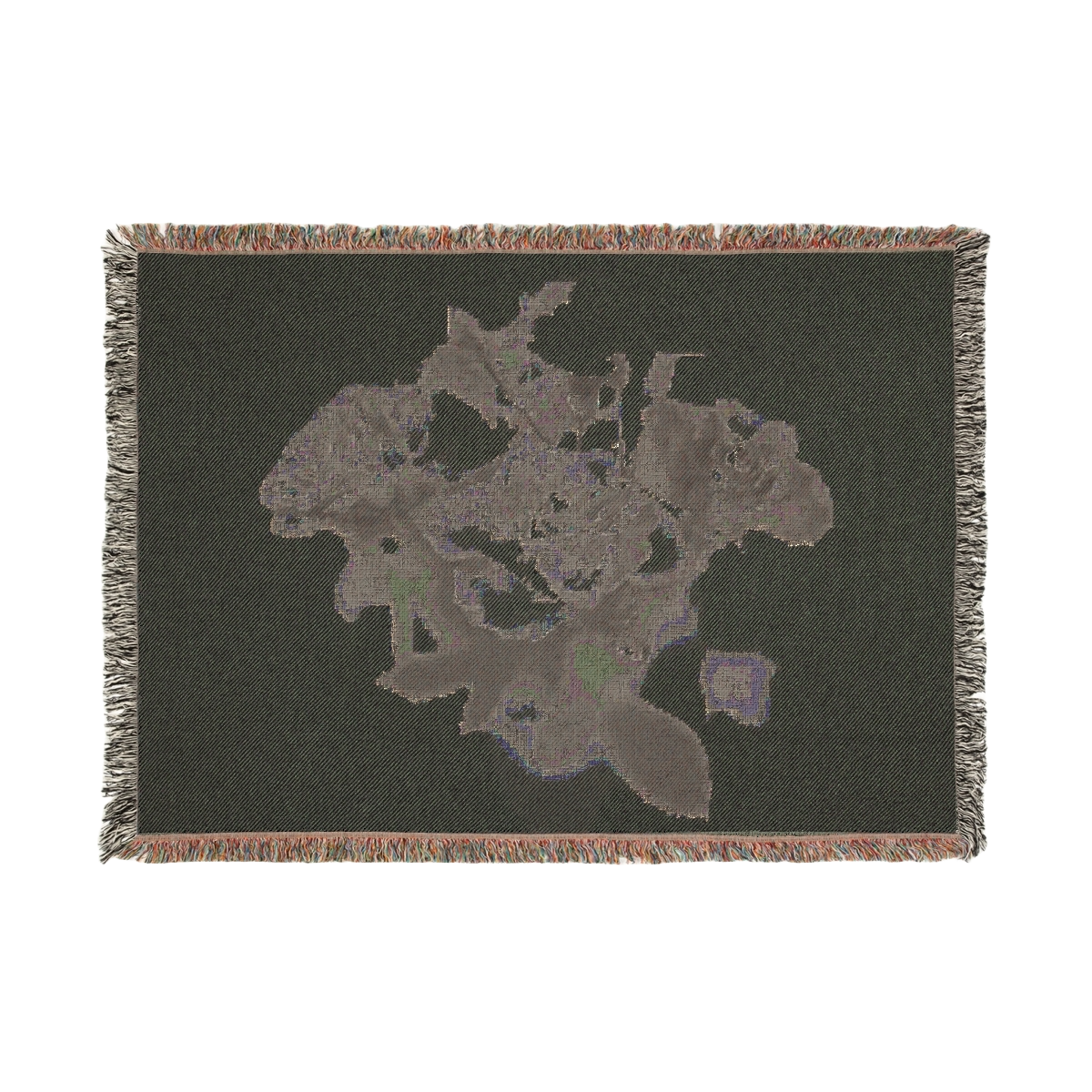 bakc of woven blanket featuring roses