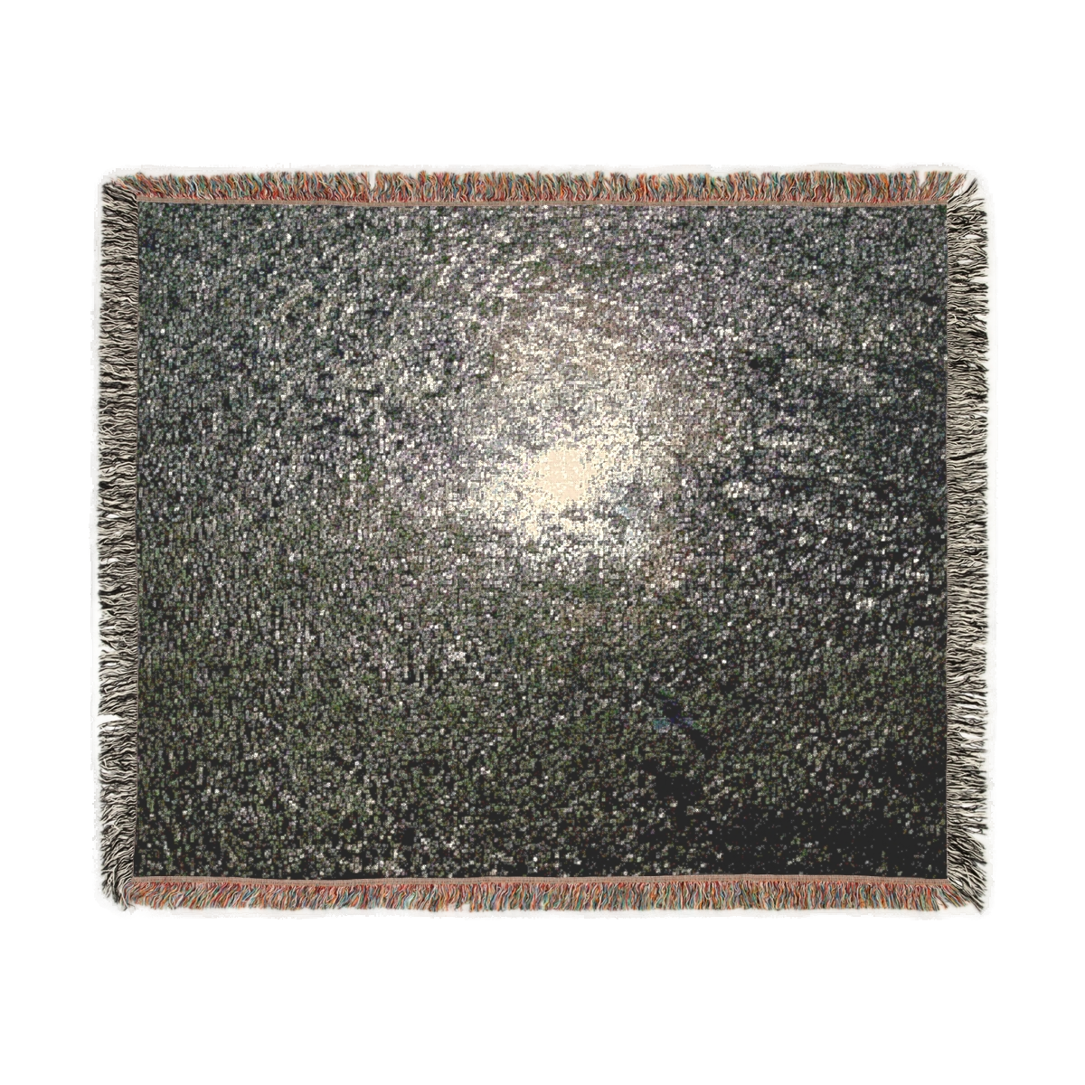 Woven Blanket with seagull flying over the the Beach