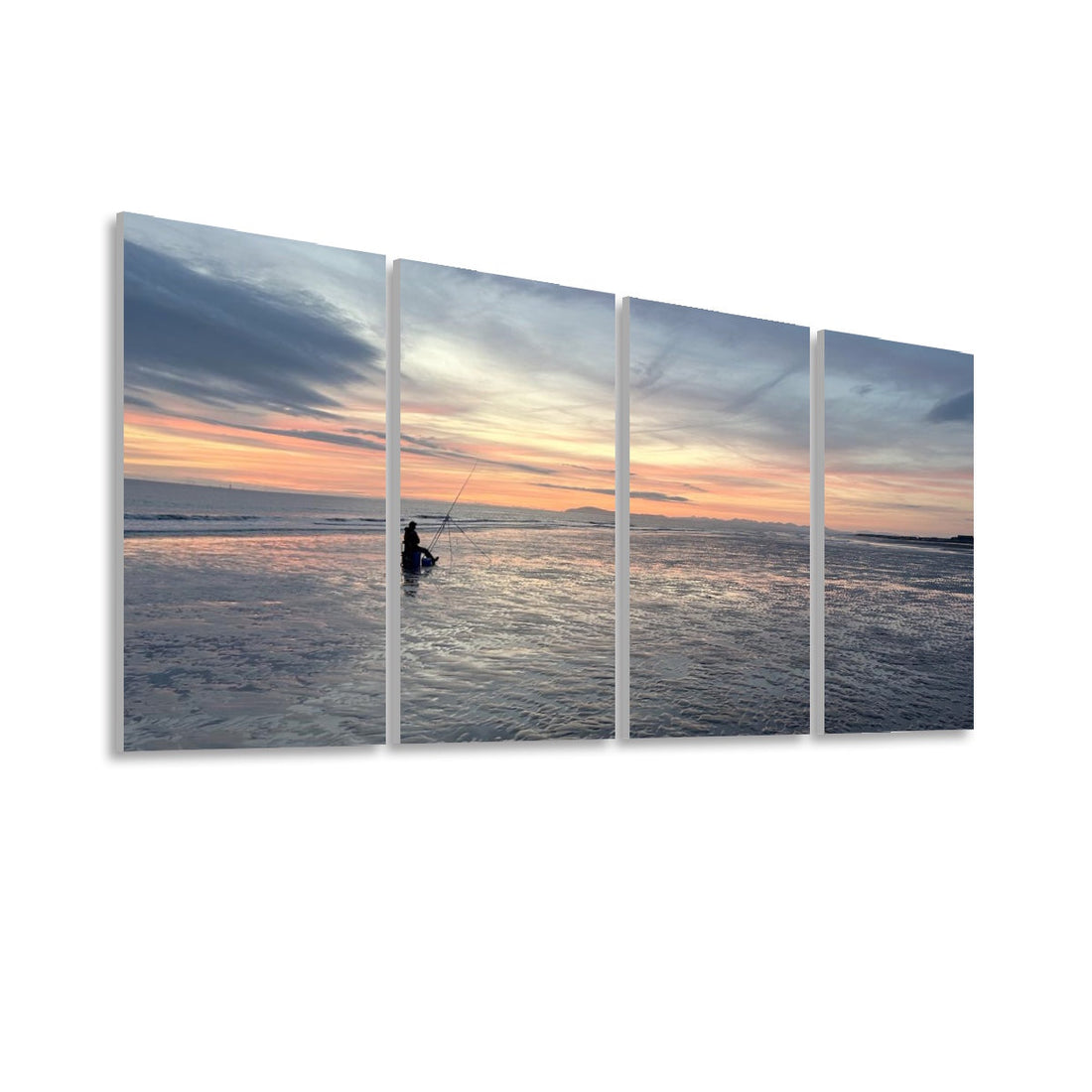 4 decorative sound absorbing wall panels featuring ocean sunset