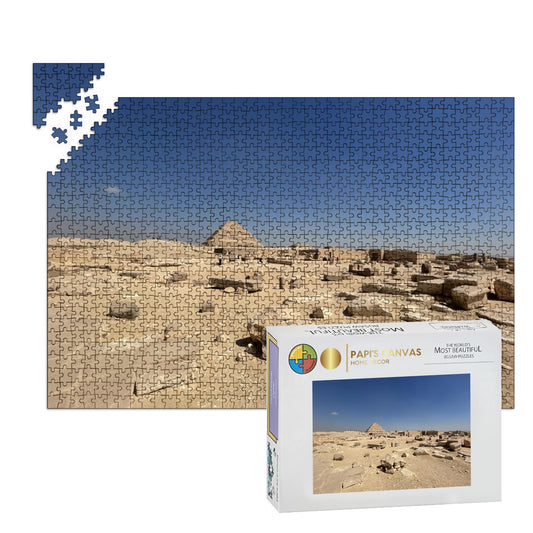 1000 Piece Wooden Jigsaw Puzzle featuring desert and Step Pyramid of Saqqara in the background