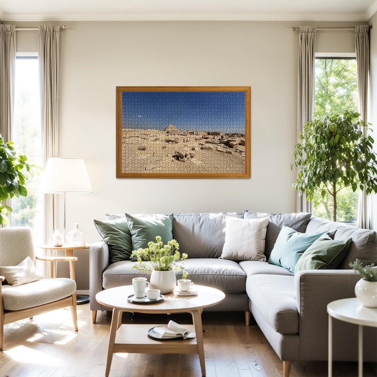 1000 Piece Wooden Jigsaw Puzzle featuring desert and Step Pyramid of Saqqara in the background