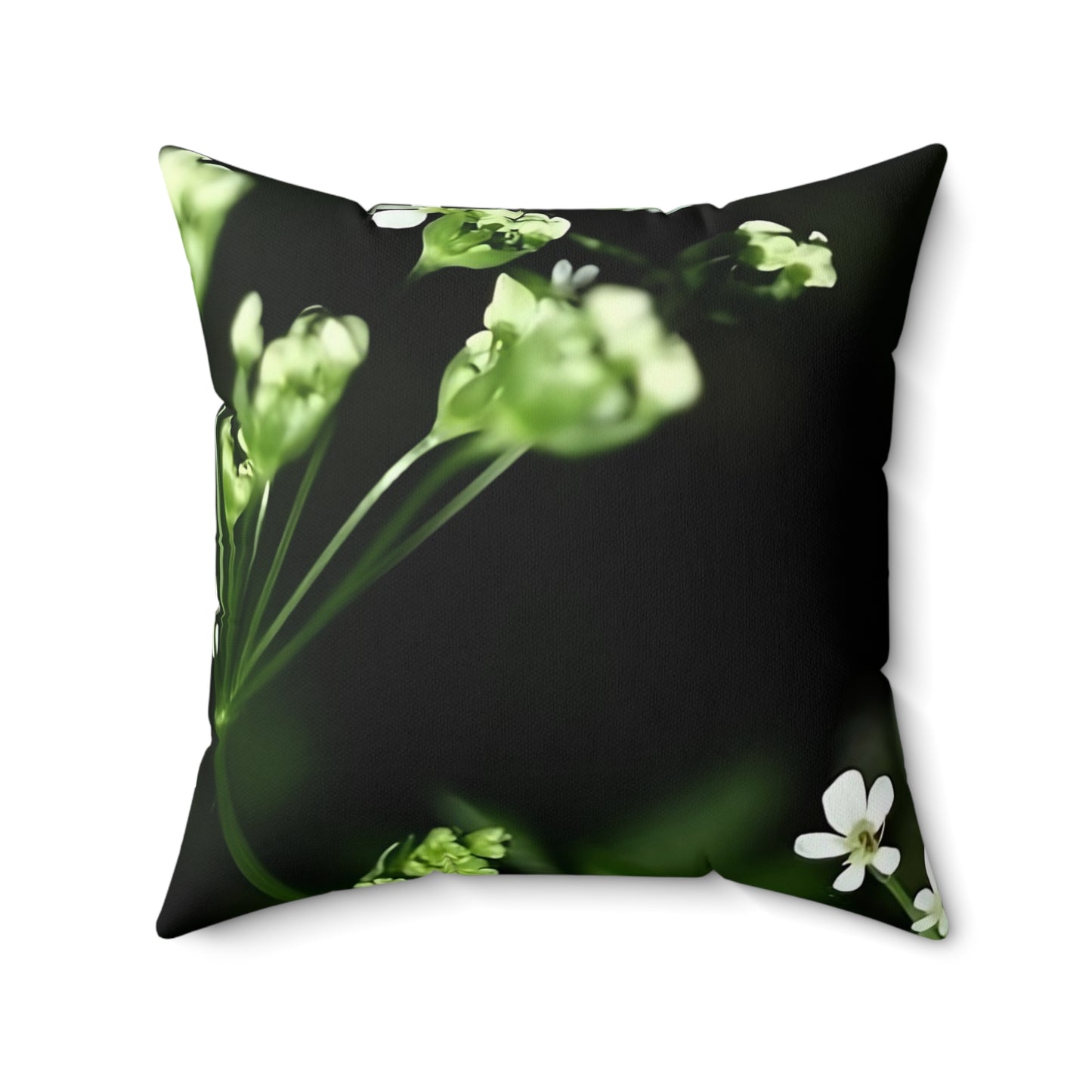 White Little Flowers Spun Polyester Square Pillow