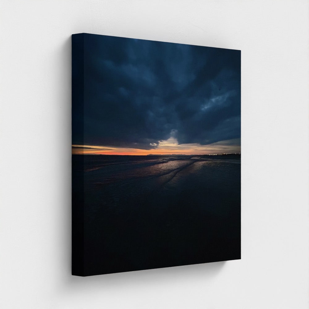 Eco Canvas Print Blackpool Beach Sunset,sunset scene above the sea and sand