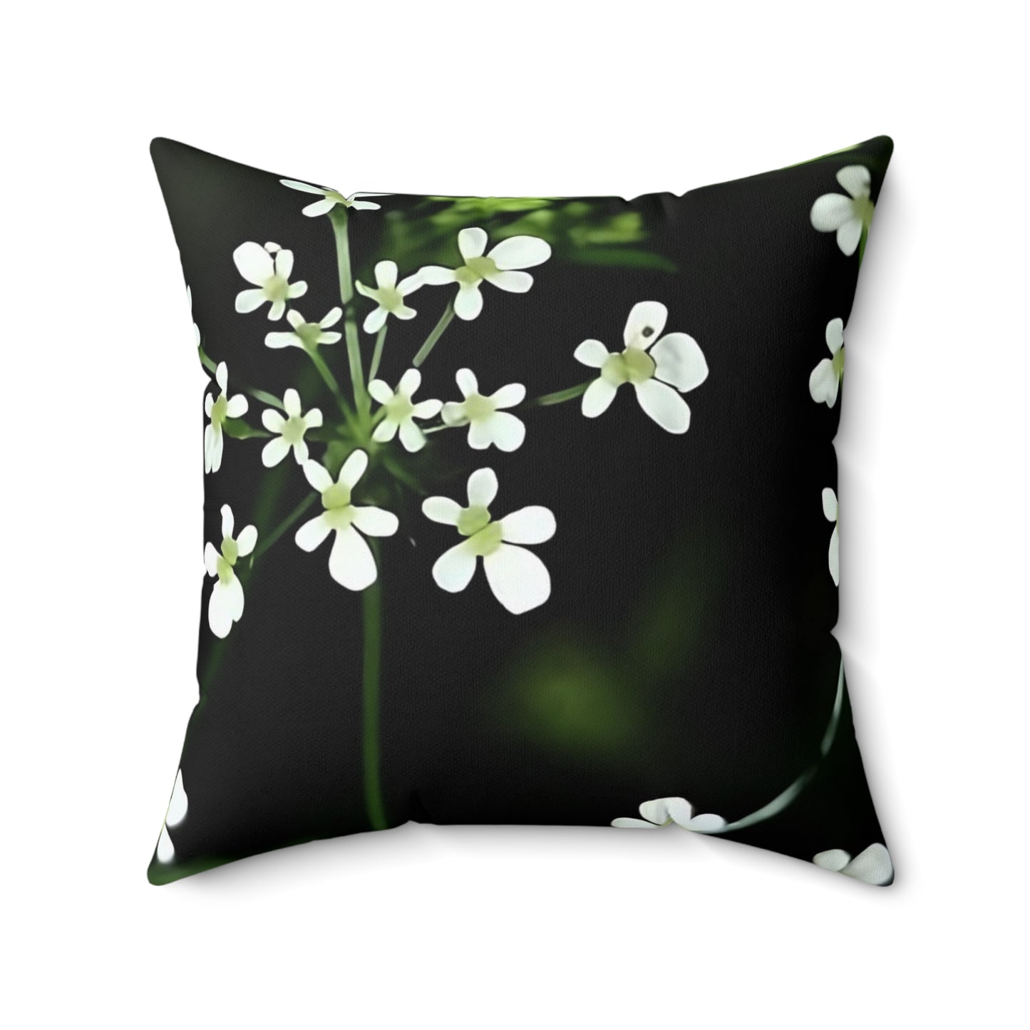 White Little Flowers Spun Polyester Square Pillow