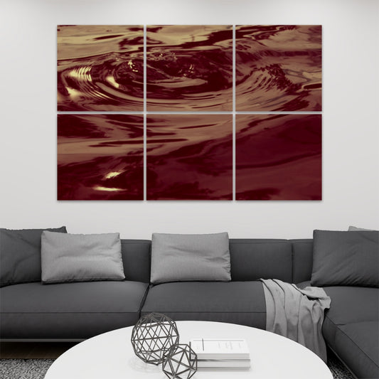 6 decorative sound absorbing wall panels featuring picture of wave rings on the water, color: brownie