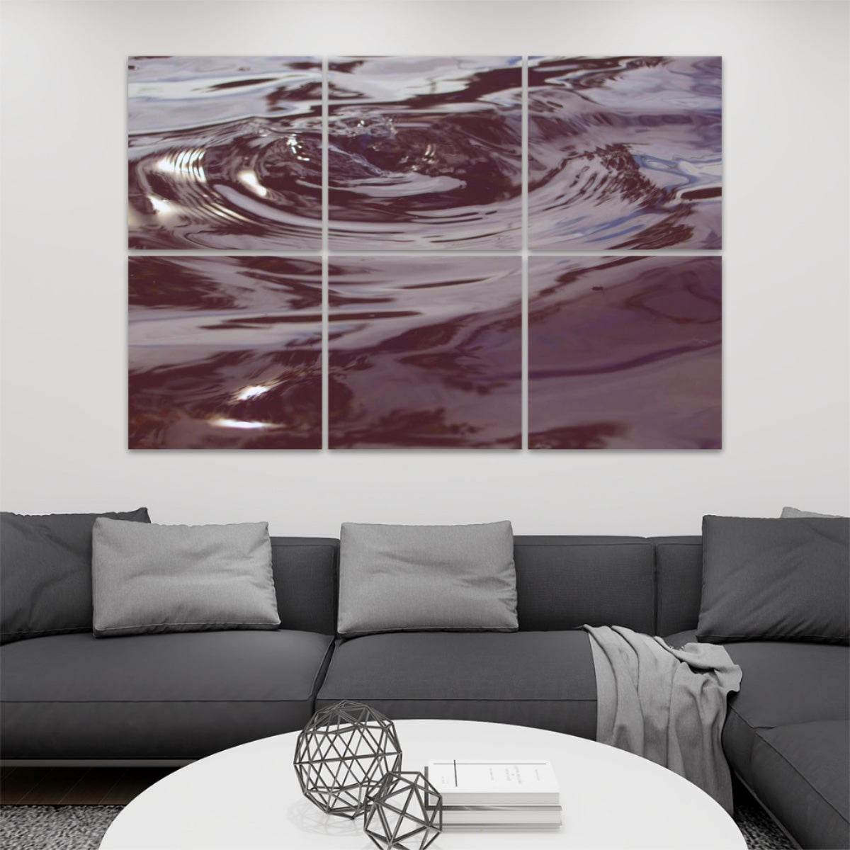 6 decorative sound absorbing wall panels featuring picture of wave rings on the water, color: Kodachrome