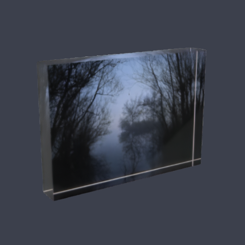 Acrylic Photo Block size 7''x5'' (horizontal) atmospheric dark photograph of a lake in forest in fog