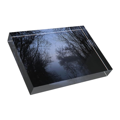 Acrylic Photo Block size 7''x5'' (horizontal) atmospheric dark photograph of a lake in forest in fog