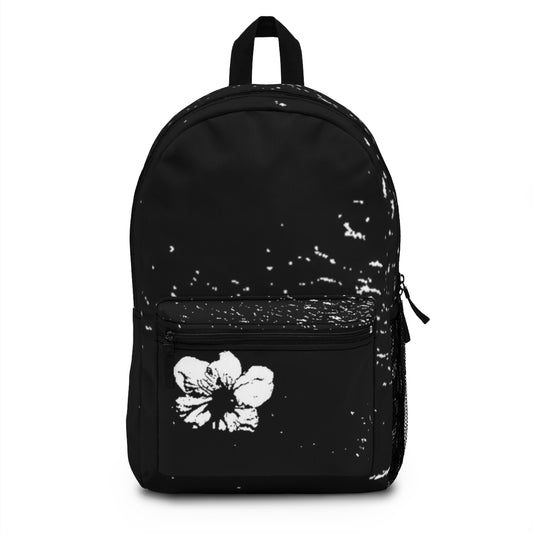Night Bloom Floral Backpack – Black and White Minimalist Bag