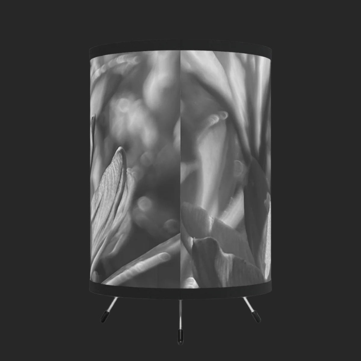 black and white floral table lamp featuring crocus, size: 7''x11''