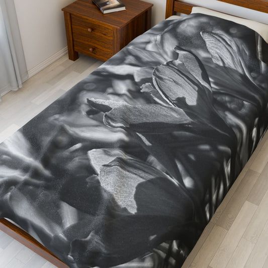 black and white throw blanket floral