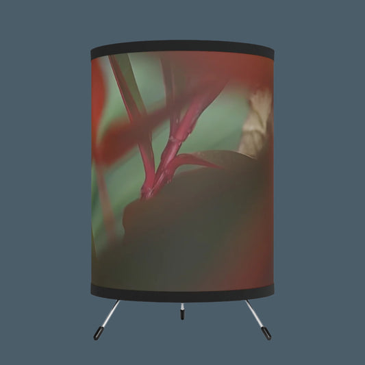 botanical colorful round table lamp featuring close up of plant, size:7''x11''