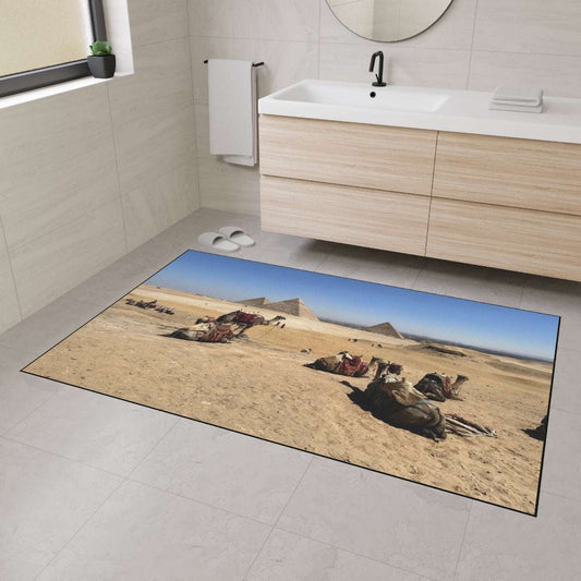 Heavy Duty Floor Mat featuring camels desert and pyramids