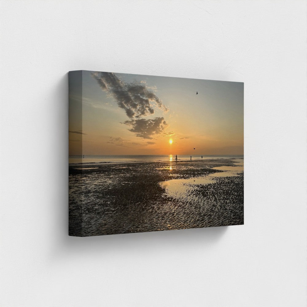 Sunset beach scene canvas print by Papi's Canvas featuring Eco-Friendly Giclee printing