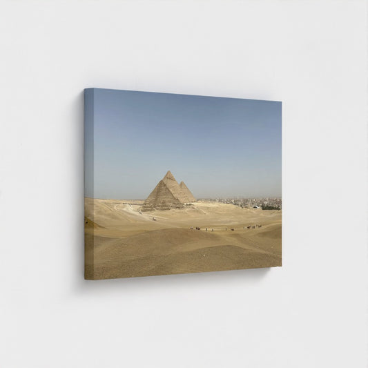 Papi's Canvas wall art featuring Egyptian pyramids printed on Eco-Friendly Recycled Canvas