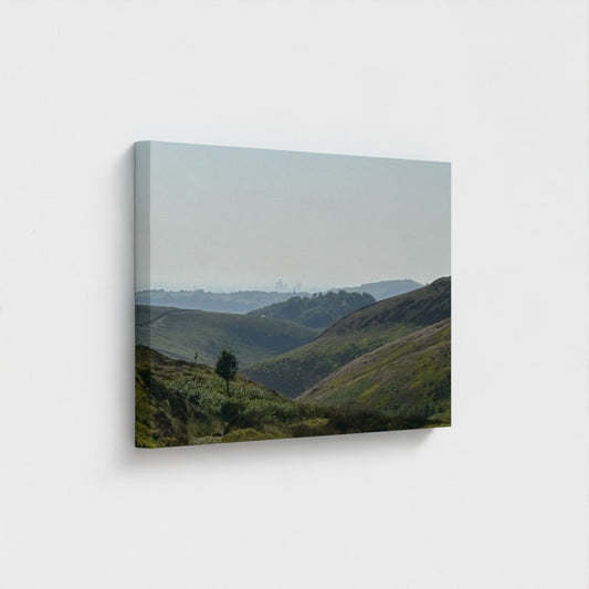 Eco-Friendly Wall Decor Manchester Skyline From Peak District canvas print on white wall