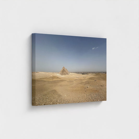 Pyramid desert landscape canvas print by Papi's Canvas featuring eco-friendly wall decor