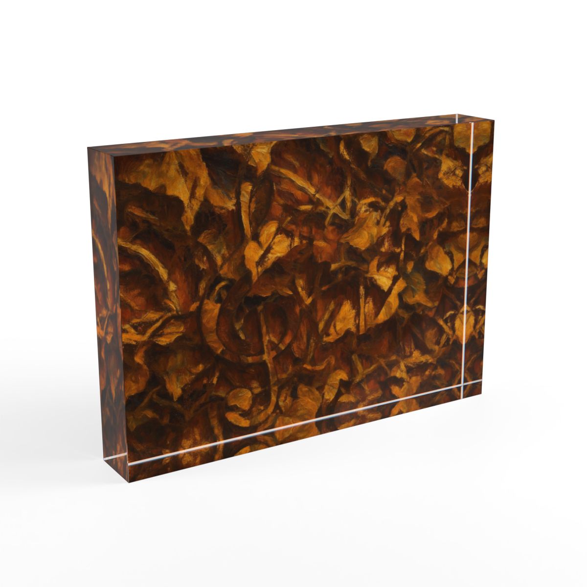 Left-side profile revealing polished edges that refract light through rich color layers