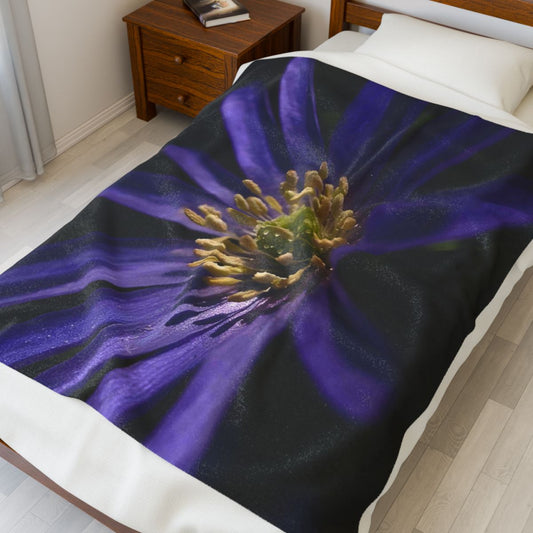 floral throw blanket featuring purple anemone