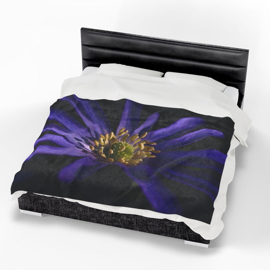 floral throw blanket featuring purple anemone