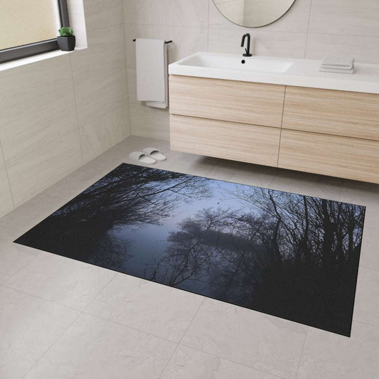 Heavy Duty Floor Mat featuring lake and trees in fog